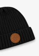 Bonnet Noir Logo Cuir