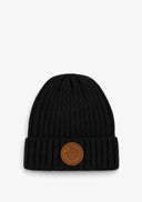 Bonnet Noir Logo Cuir